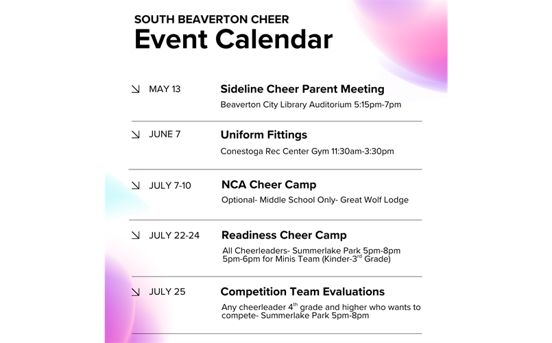 Important Dates to Note!